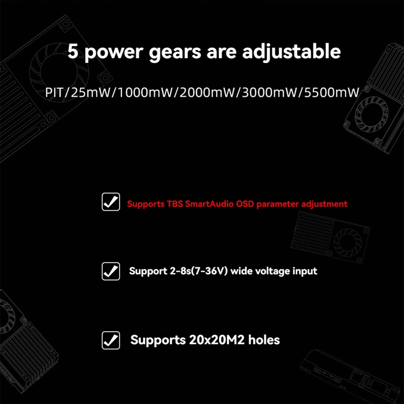 5.8G 5.5W VTX 64CH High Power  – обзор и цена Fpv Drone Transmitter