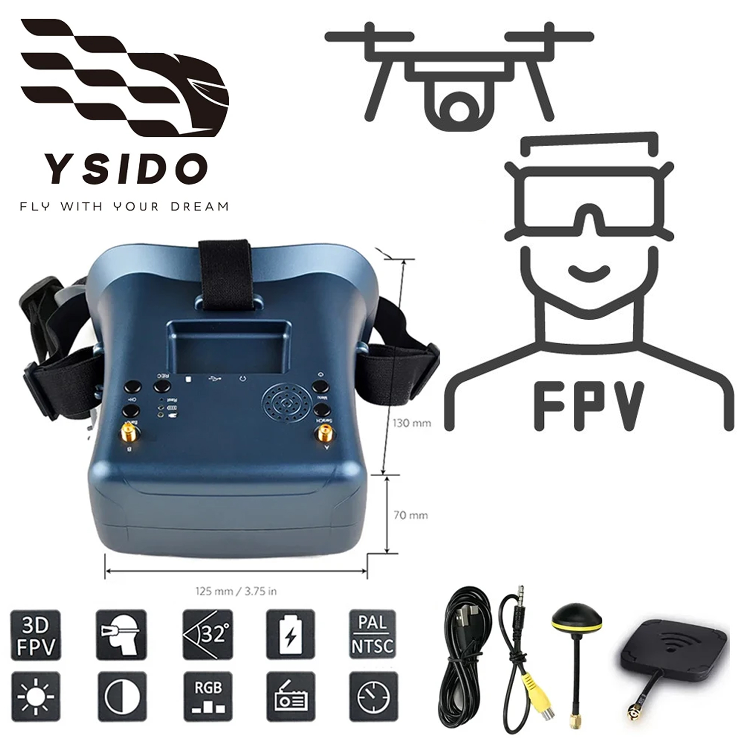 FPV Goggles 008D 5.8G 40CH 4.3 – обзор и цена Fpv Drone Goggles