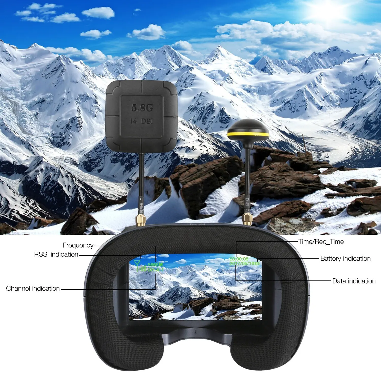 FPV Goggles 008D 5.8G 40CH 4.3 – обзор и цена Fpv Drone Goggles